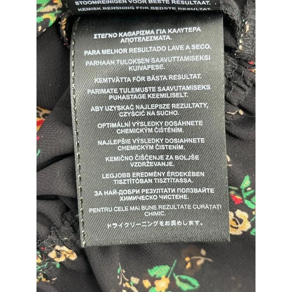 Guess Women's Sheer Short Sleeve Black Floral Peasant Boho Top Blouse Size XS - Picture 8 of 15